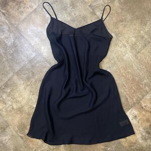 womens vintage black mesh slip dress size 6